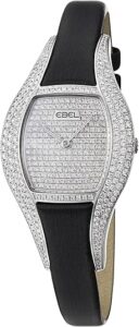 Moonchic Ladies Diamond Pave Dial Black Satin Strap Watch 3157H29/8090030
