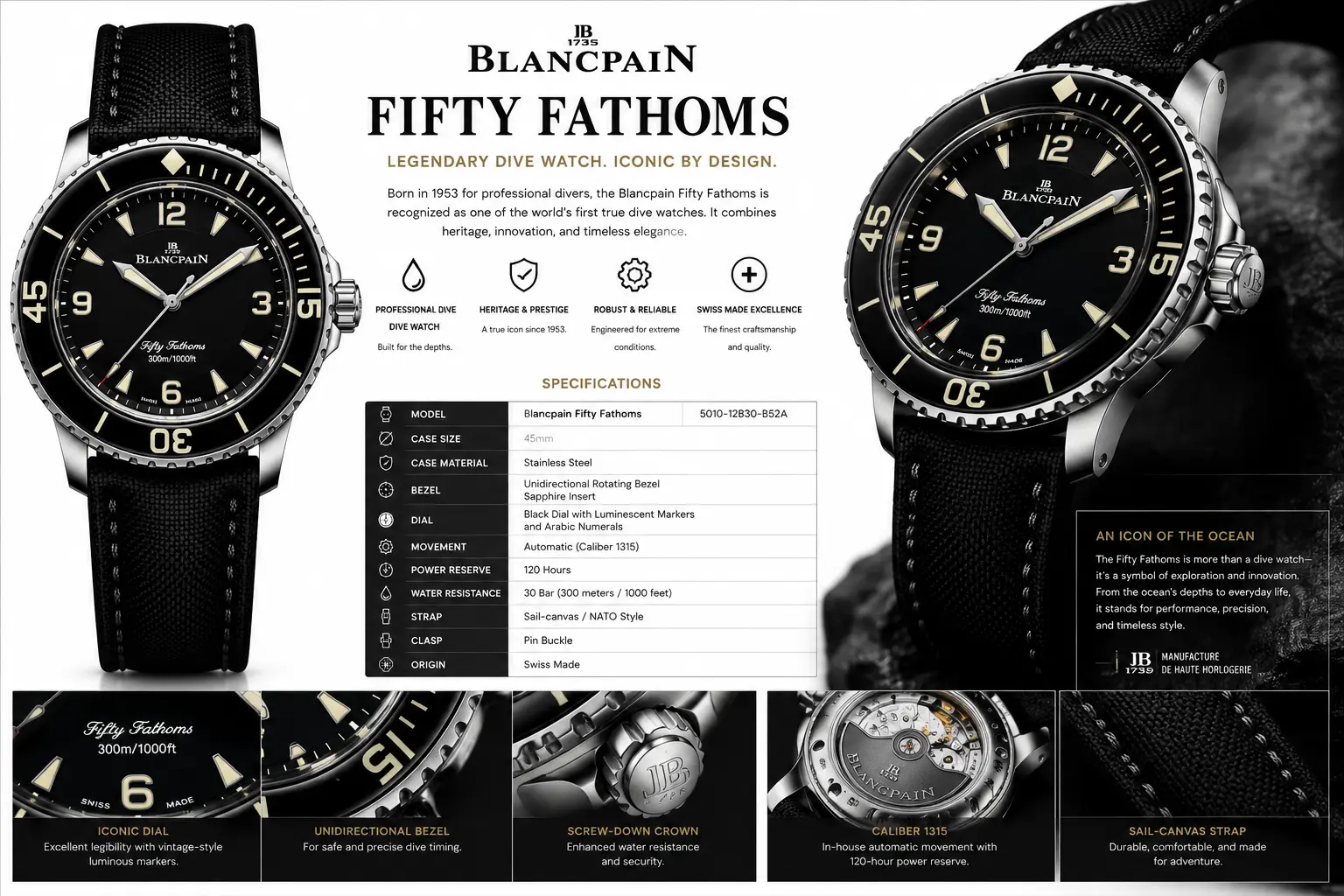 Swatch Royal Pop pocket watch and Blancpain Fifty Fathoms dive watch side by side comparison